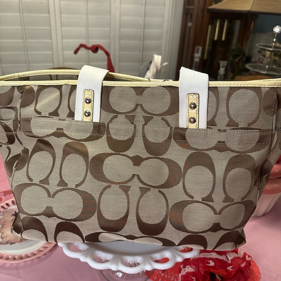 New! Coach Brown Canvas Diaper Bag - Picture 9 of 13